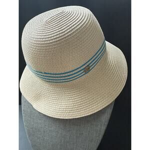 Adrienne Vittadini Wide Brim Floppy Hat Tan Beachy Resort Travel Packable OS
